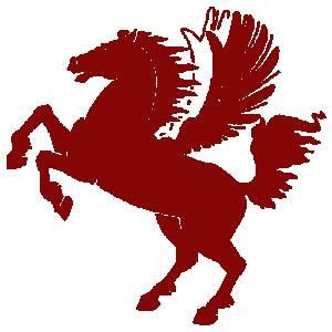 Logo des Lions Club Stuttgart-Airport (ein weinroter Pegasus)